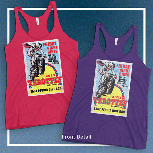 Friday Night Bikes 2023 - Colored Front Design Women's Racerback Tank